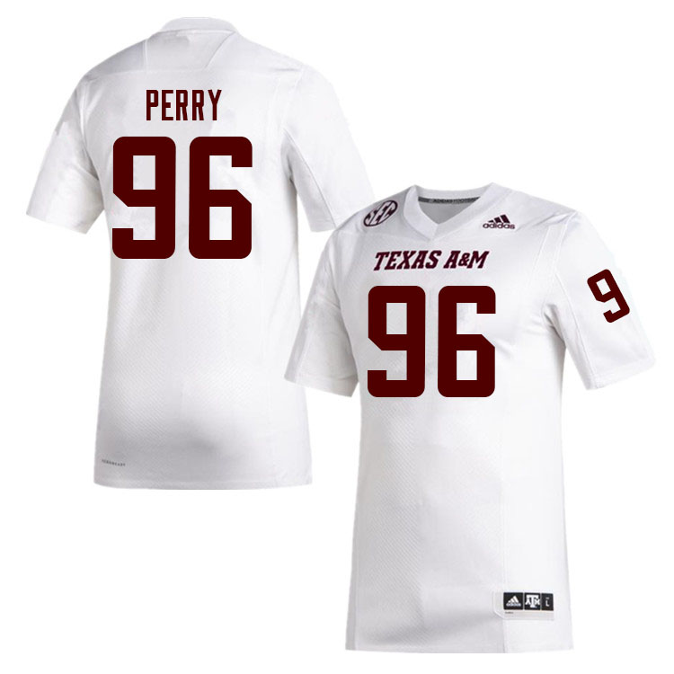Men #96 Grant Perry Texas A&M Aggies College Football Jerseys Sale-White